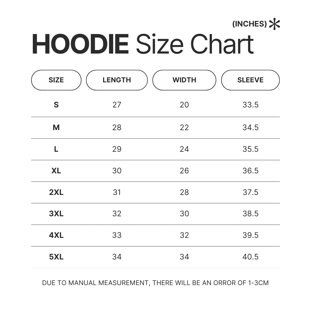 Hoodie Size Chart - Aesop Rock Shop